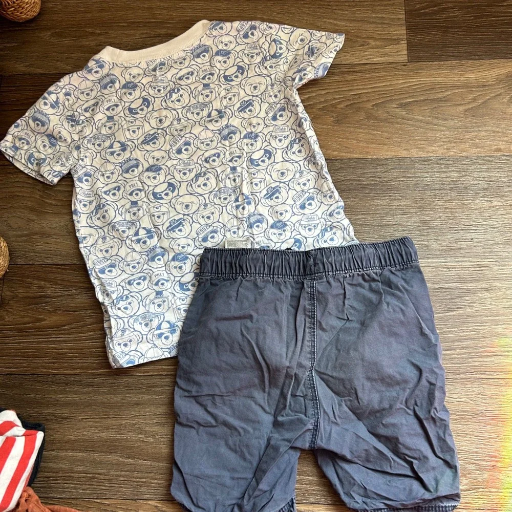 Polo Ralph Lauren Bear T-Shirt and Old Navy Navy Shorts Set Boys 3T Blue White